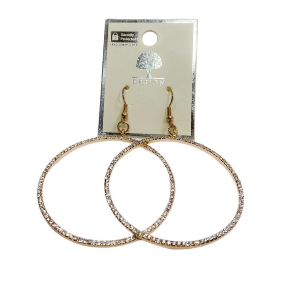Gold Circle Dangle Earrings - Picture 2 of 2